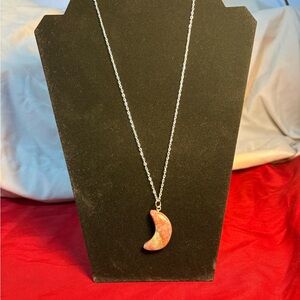 Silver Bloodstone Moon Necklace